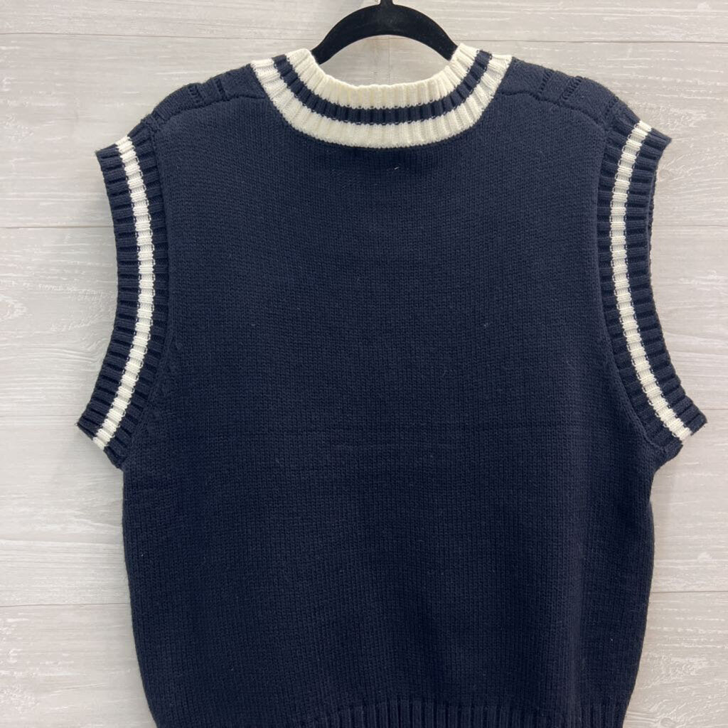 HYFVE Navy/White V-neck Sweater Vest Small
