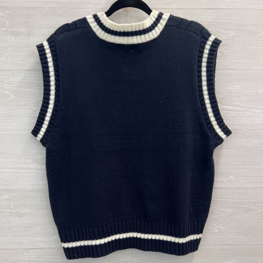 HYFVE Navy/White V-neck Sweater Vest Small