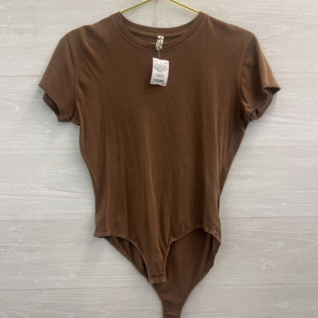 Intimately Free People Brown Shortsleeve Bodysuit Medium
