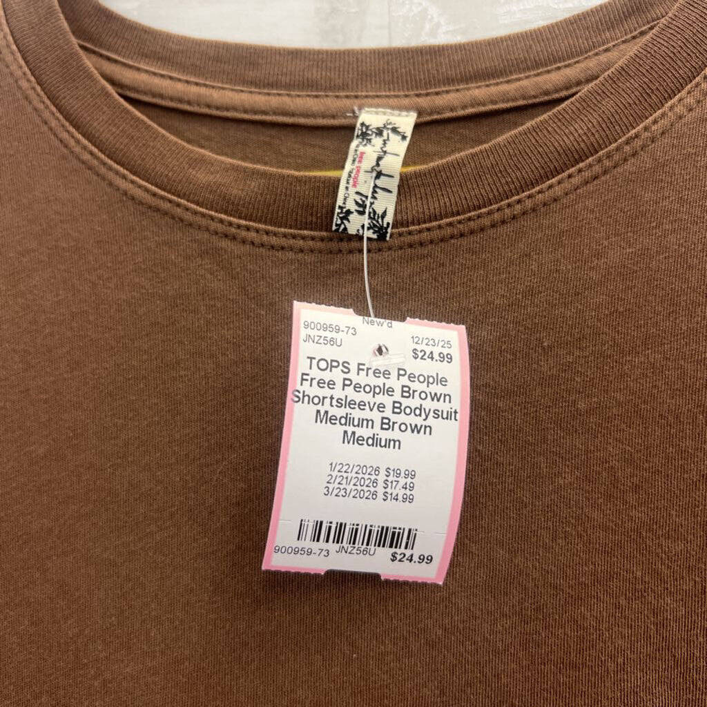 Intimately Free People Brown Shortsleeve Bodysuit Medium