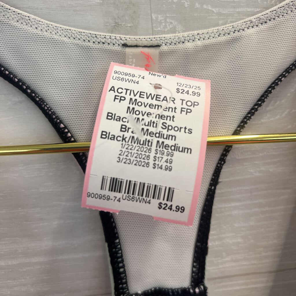 FP Movement Black/Multi Sports Bra Medium