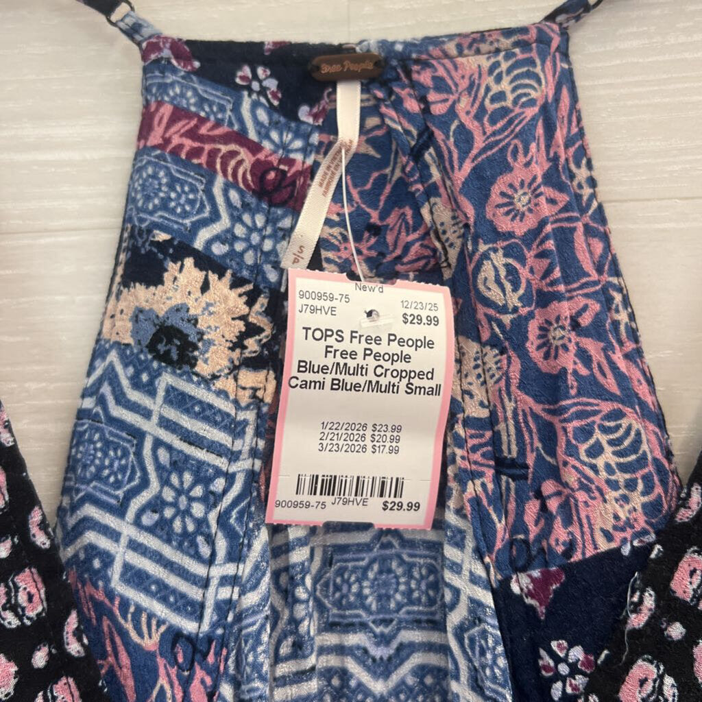 Free People Blue/Multi Cropped Cami