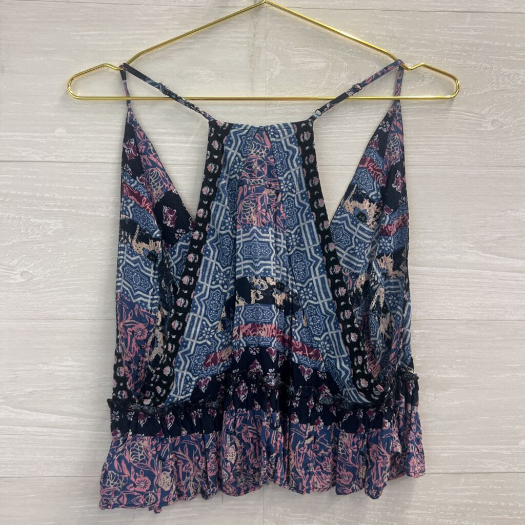 Free People Blue/Multi Cropped Cami