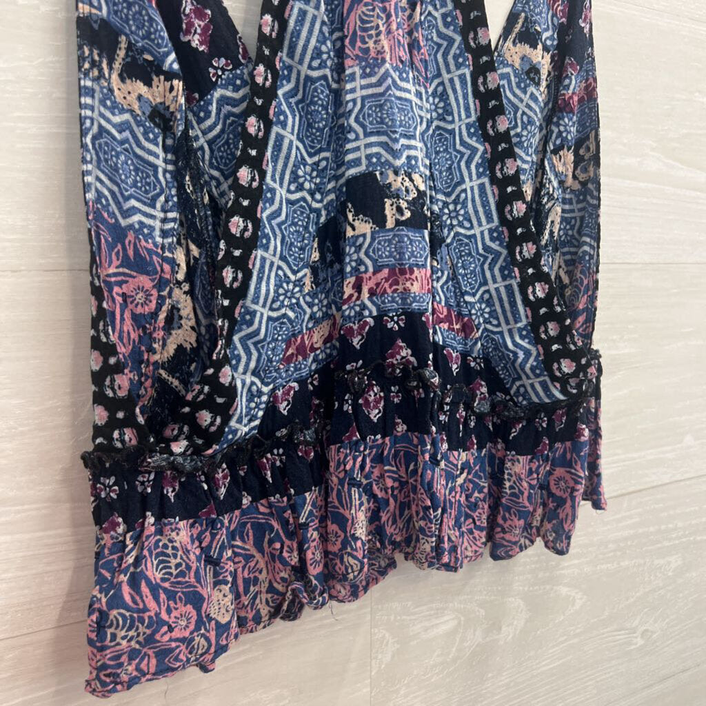Free People Blue/Multi Cropped Cami