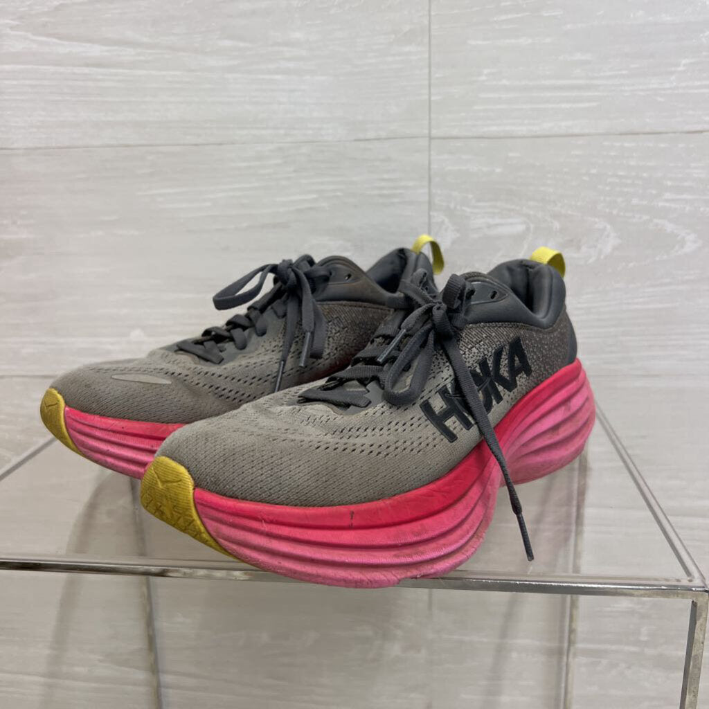 Hoka Bondi Grey/Pink 7.5