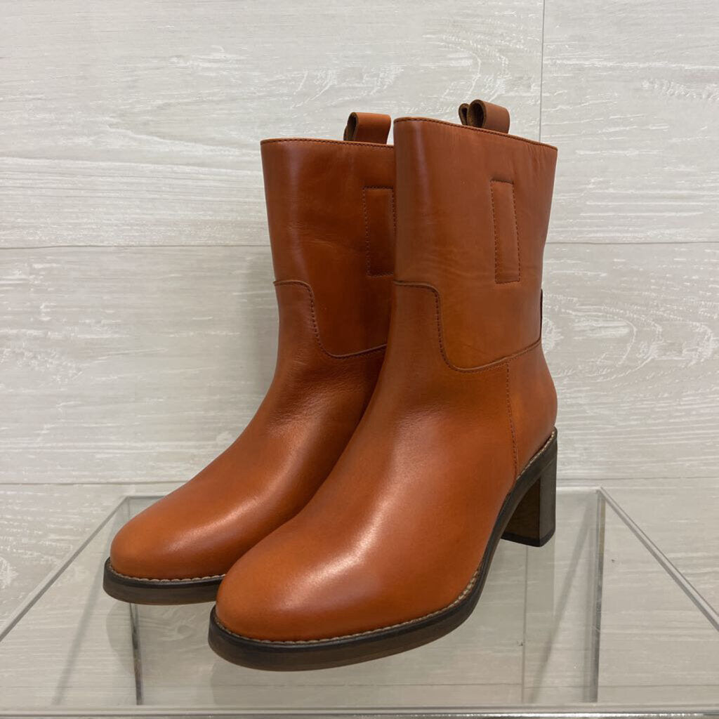 Free People Brown Leather Tabby Ankle Boots 38