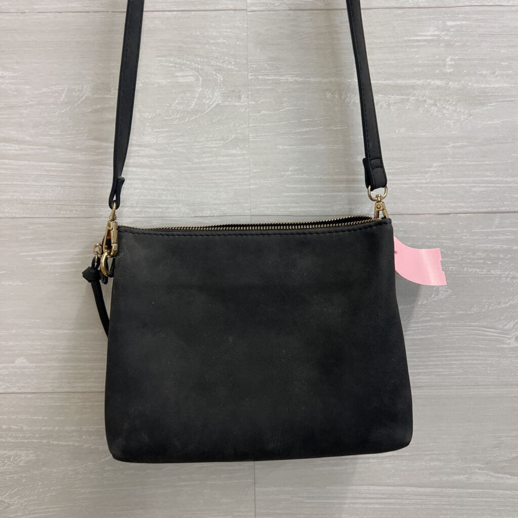 Free People Black Leather Foldover Crossbody Purse