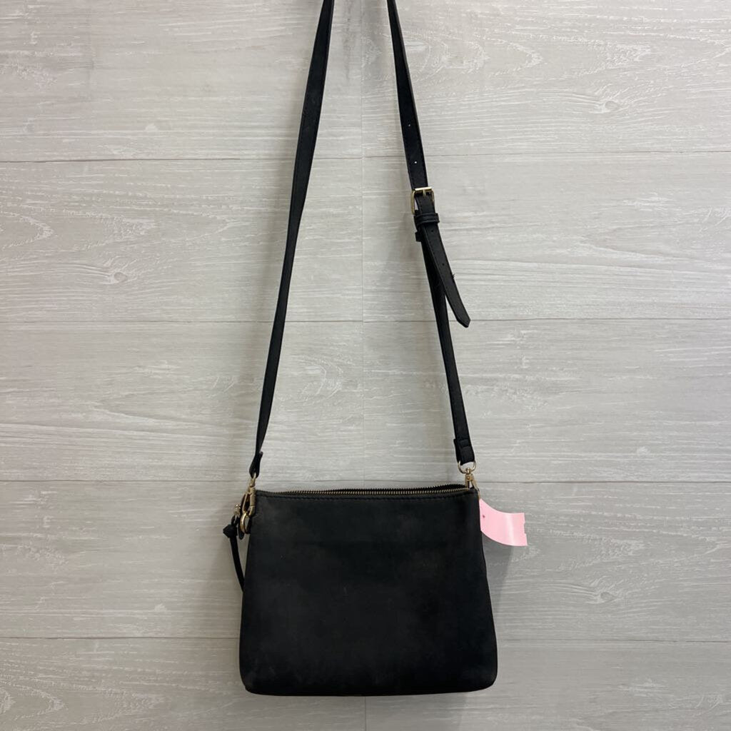 Free People Black Leather Foldover Crossbody Purse