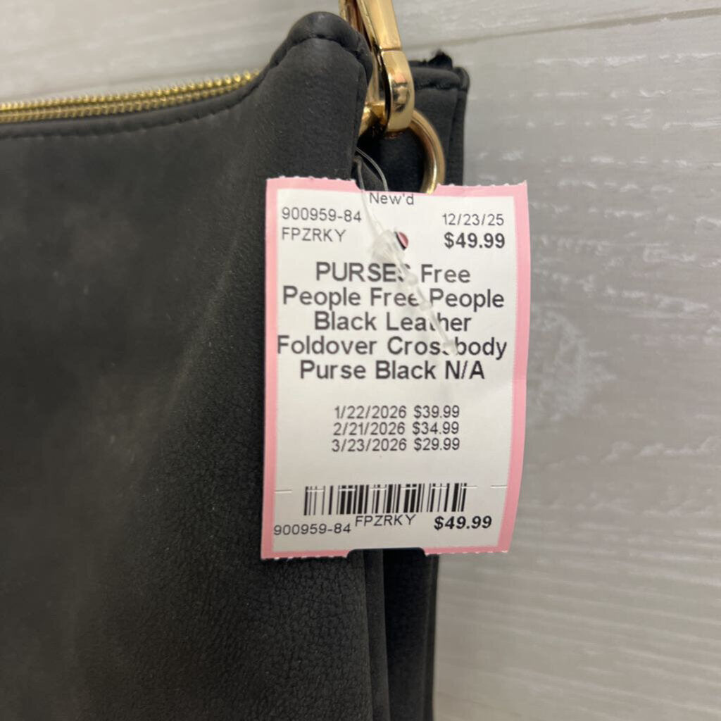 Free People Black Leather Foldover Crossbody Purse