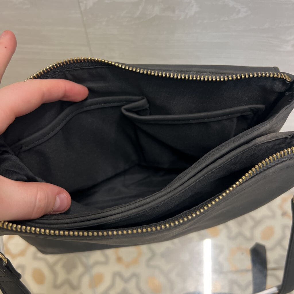 Free People Black Leather Foldover Crossbody Purse