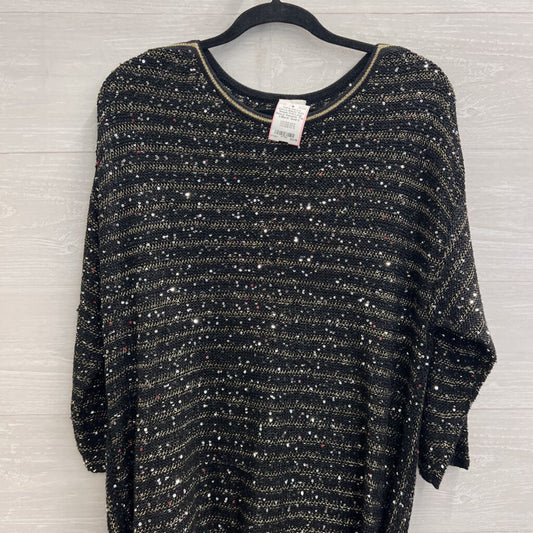 Chicos Black/ Gold Sequin Knit Long Sleeve Sweater Top 3