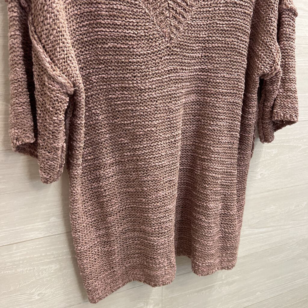 Easel Purple Knit V Neck Short Sleeve Sweater Top 1X