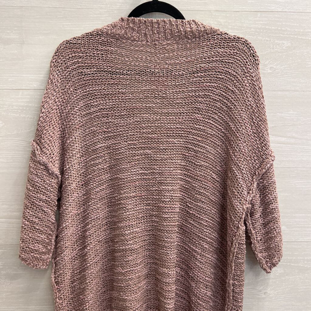 Easel Purple Knit V Neck Short Sleeve Sweater Top 1X