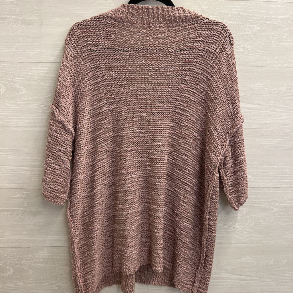 Easel Purple Knit V Neck Short Sleeve Sweater Top 1X