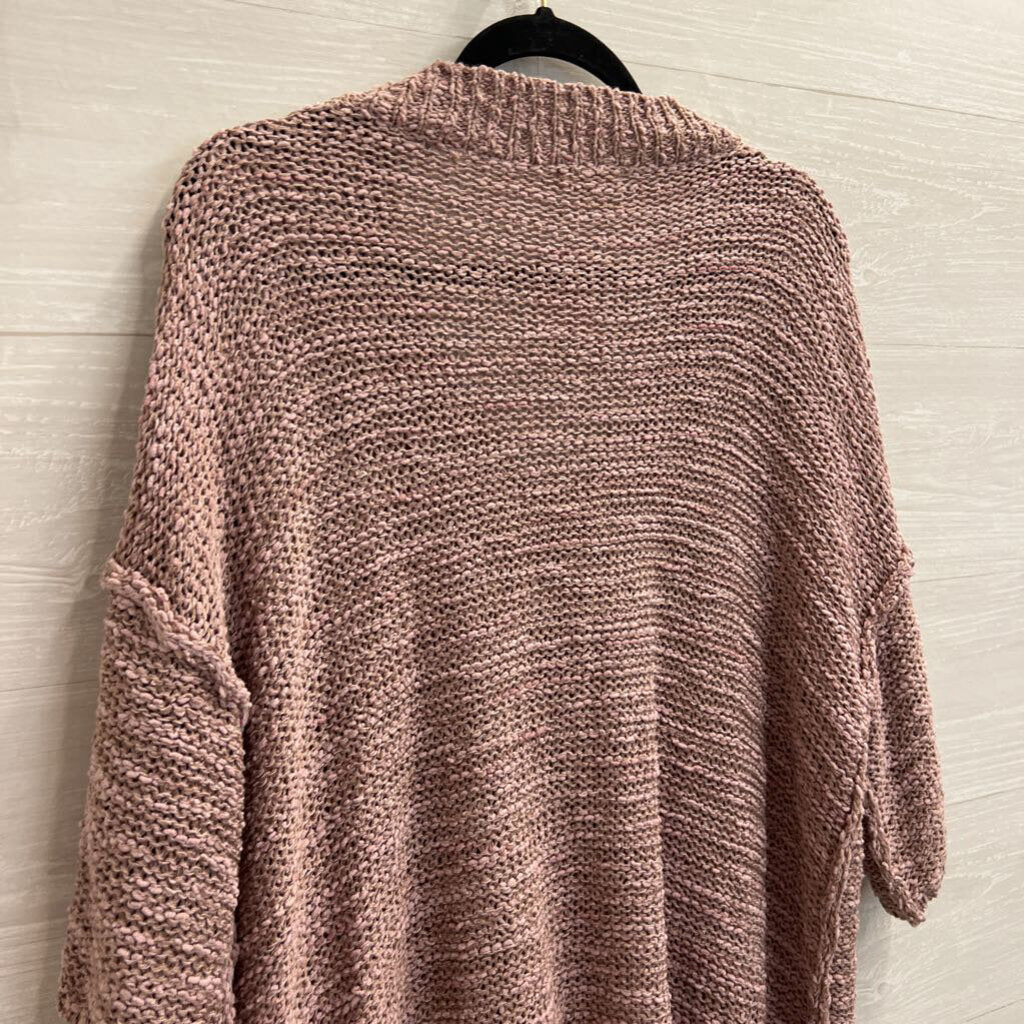 Easel Purple Knit V Neck Short Sleeve Sweater Top 1X