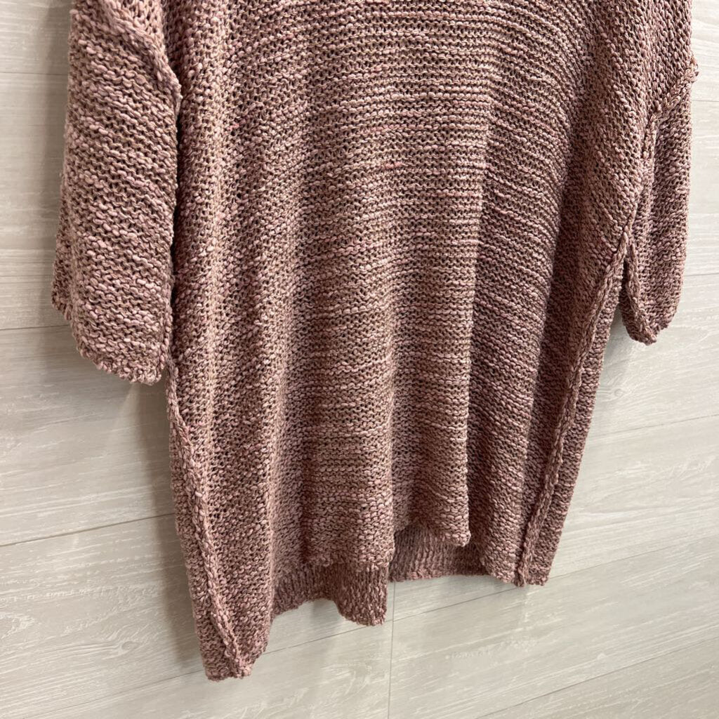Easel Purple Knit V Neck Short Sleeve Sweater Top 1X