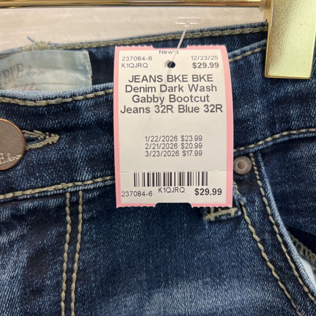 BKE Denim Dark Wash Gabby Bootcut Jeans 32R
