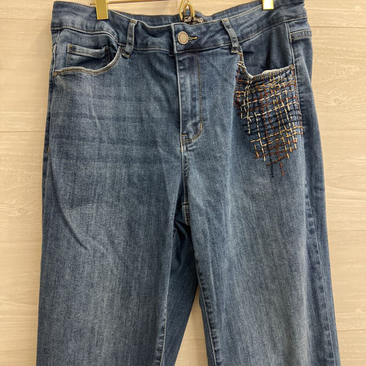 Charlie B Medium Wash Brown Pocket Design Straight Leg Jeans 12