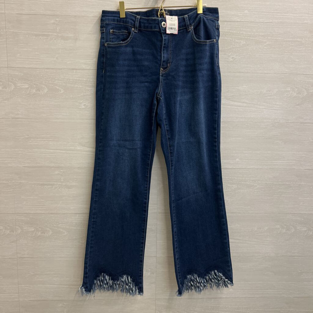 Charlie B Dark Wash Frayed Hem Jeans 12