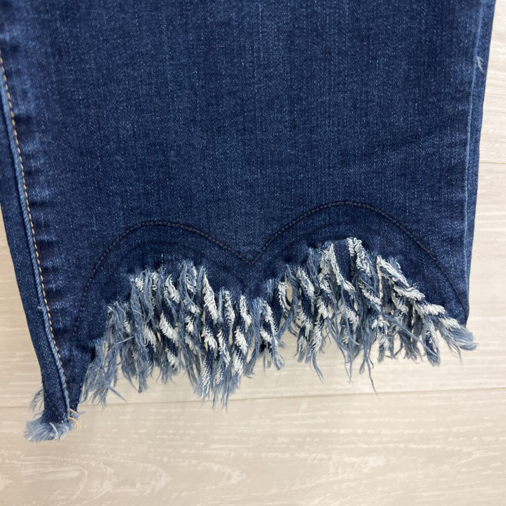 Charlie B Dark Wash Frayed Hem Jeans 12