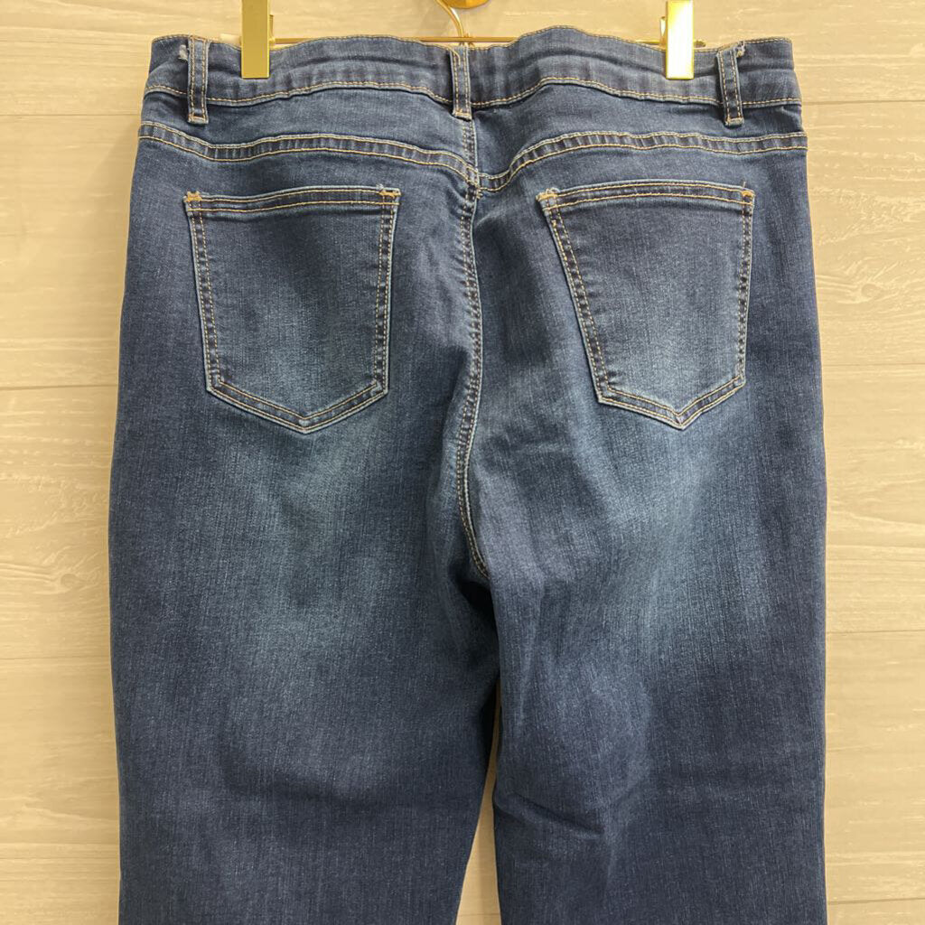 Charlie B Dark Wash Frayed Hem Jeans 12