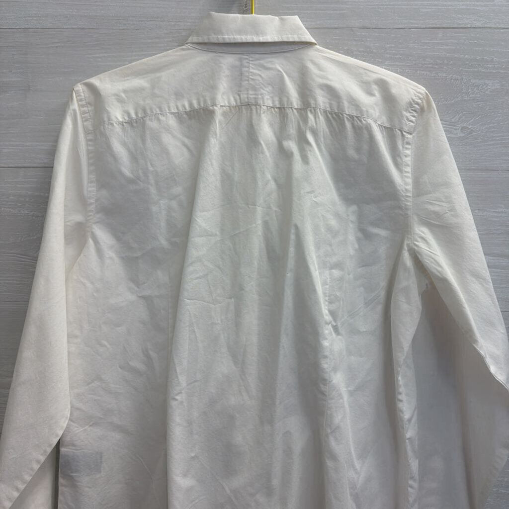 Ralph Lauren White Ruffle Front Long Sleeve Button Down Top Extra Large