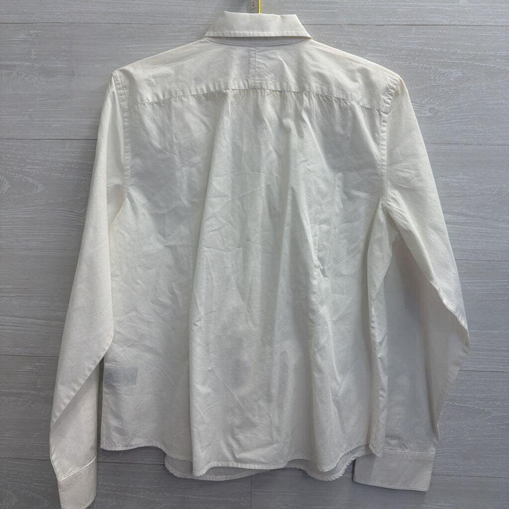 Ralph Lauren White Ruffle Front Long Sleeve Button Down Top Extra Large