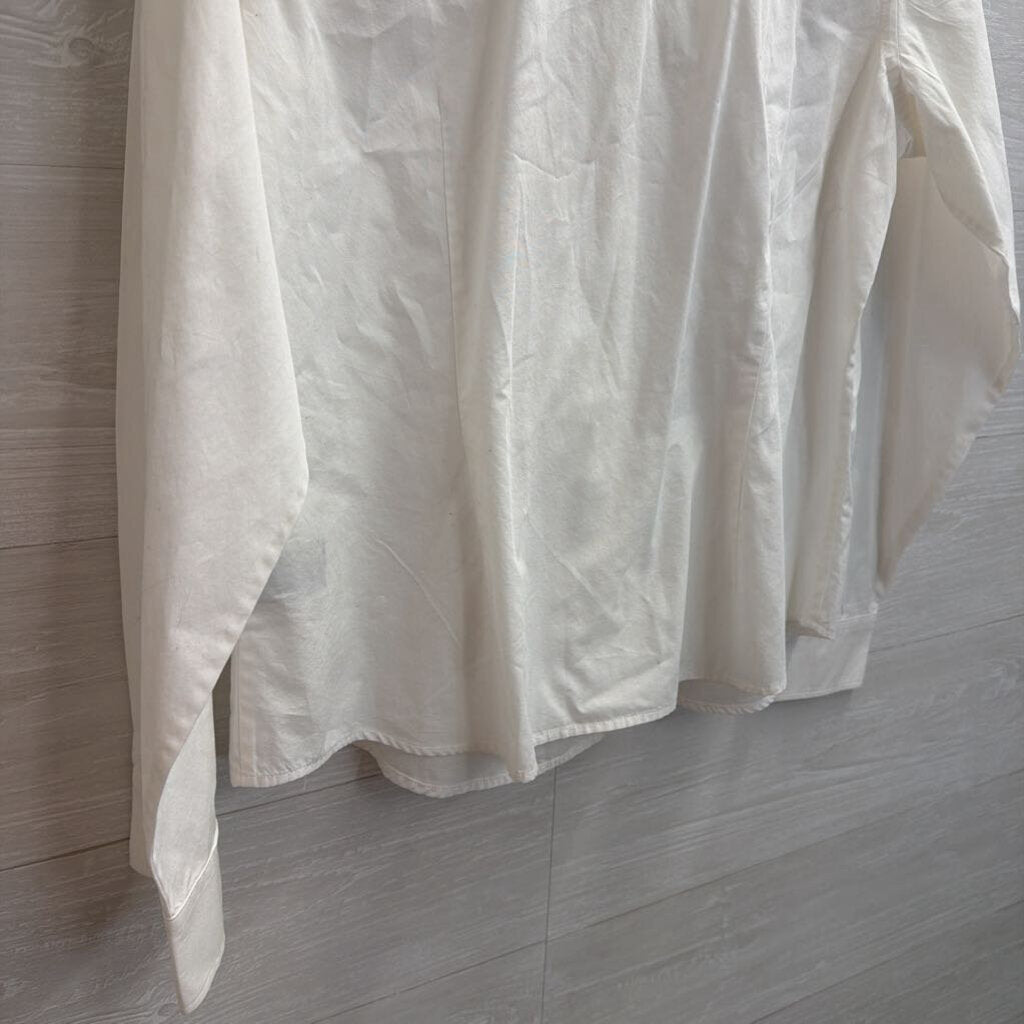 Ralph Lauren White Ruffle Front Long Sleeve Button Down Top Extra Large