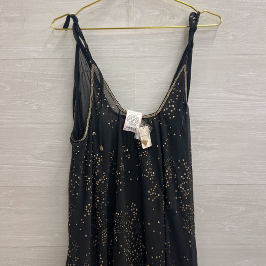 Intimately Free People Black Sheer Gold Sequin Sheer Maxi Dress Medium