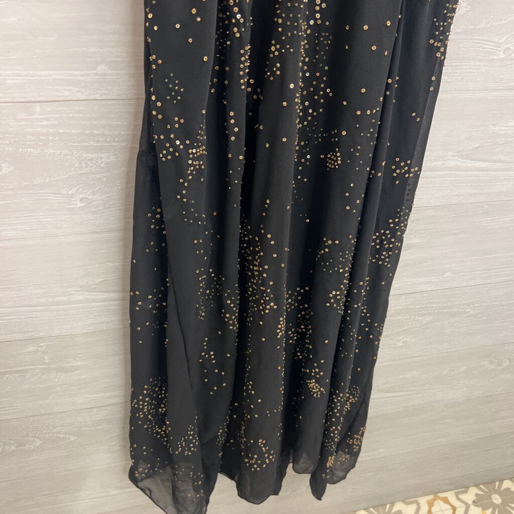 Intimately Free People Black Sheer Gold Sequin Sheer Maxi Dress Medium