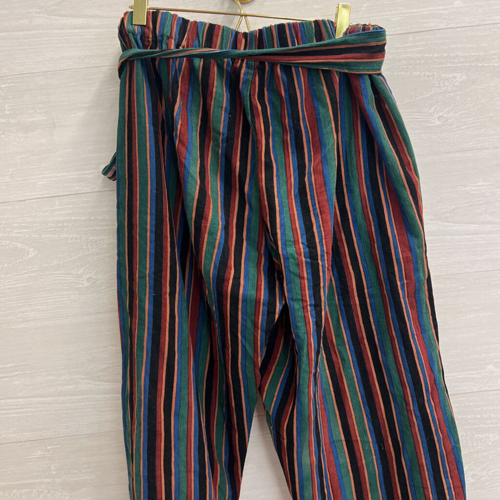 Rujuta Sheth Multi Color Striped Corduroy Wrap Pants Large