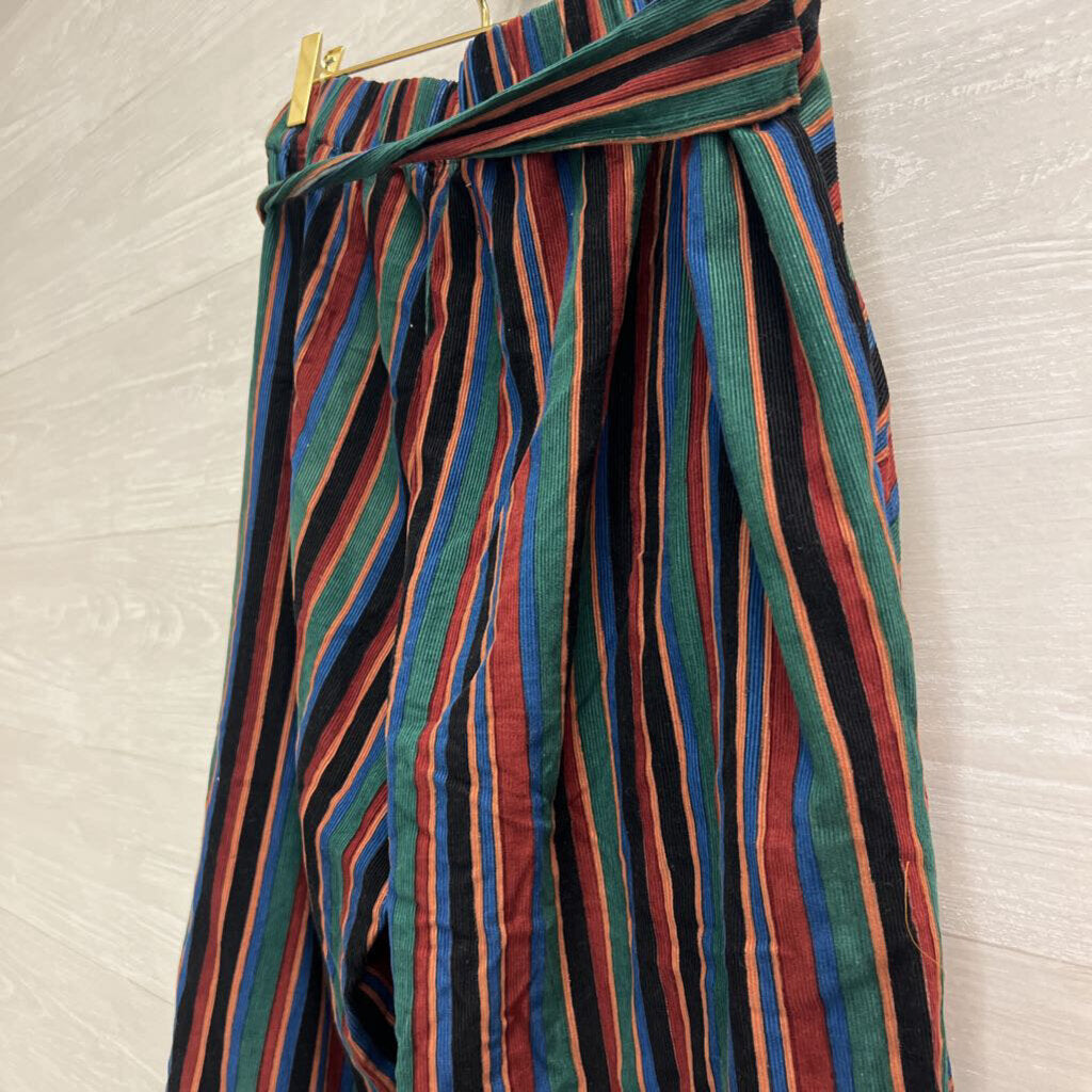 Rujuta Sheth Multi Color Striped Corduroy Wrap Pants Large