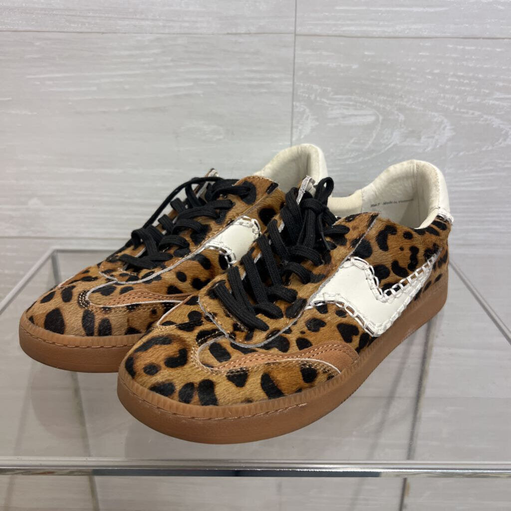 Dolce Vita Brown/ Black Leopard Calf Hair Notice Stitch Sneakers 7