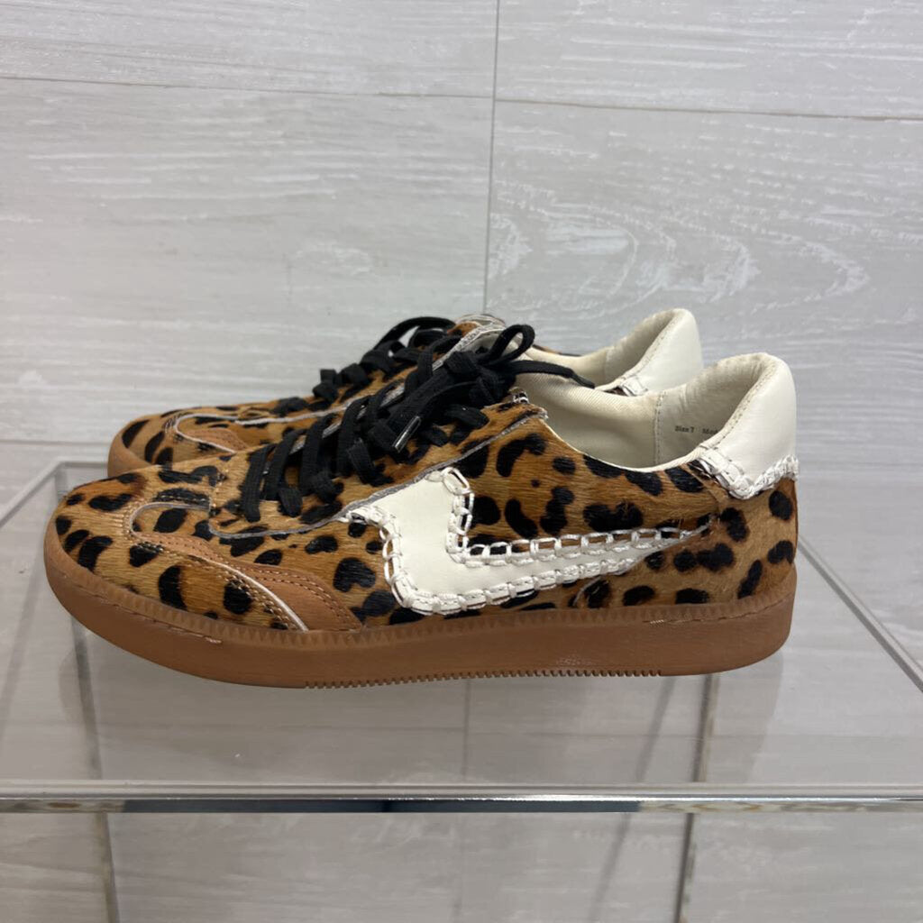 Dolce Vita Brown/ Black Leopard Calf Hair Notice Stitch Sneakers 7