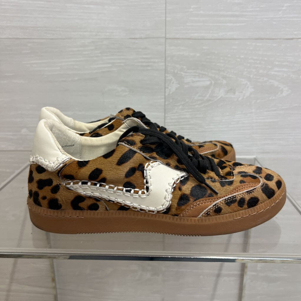 Dolce Vita Brown/ Black Leopard Calf Hair Notice Stitch Sneakers 7