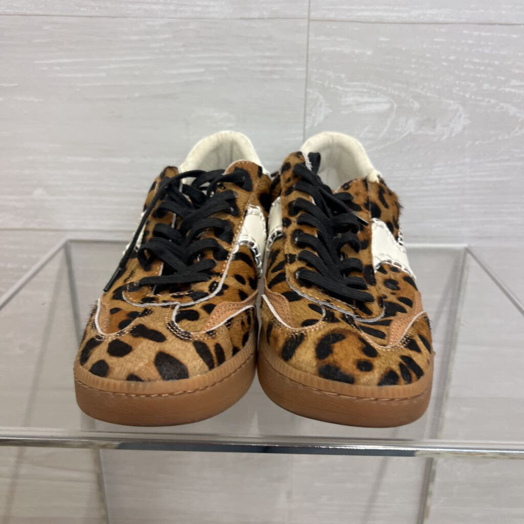 Dolce Vita Brown/ Black Leopard Calf Hair Notice Stitch Sneakers 7