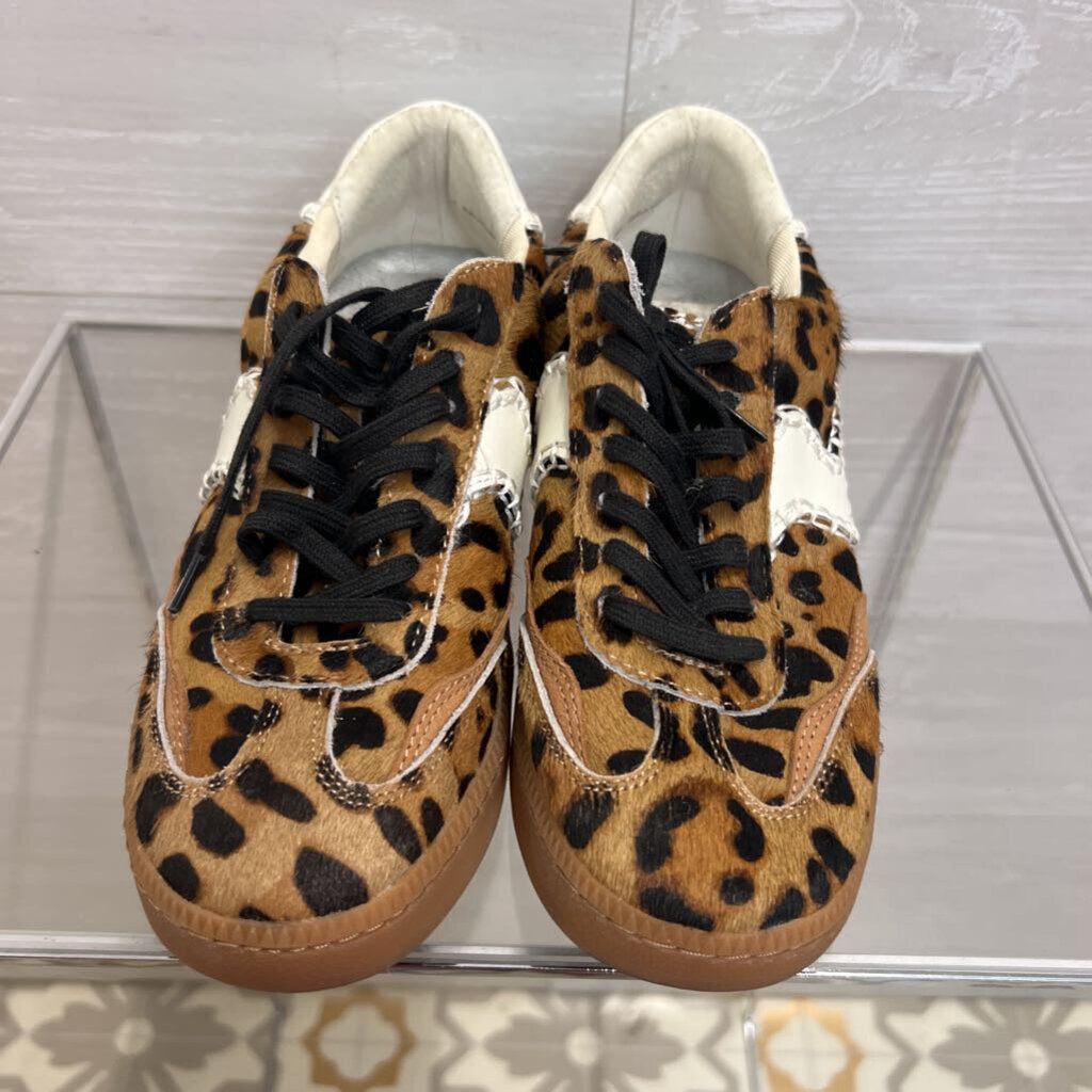 Dolce Vita Brown/ Black Leopard Calf Hair Notice Stitch Sneakers 7