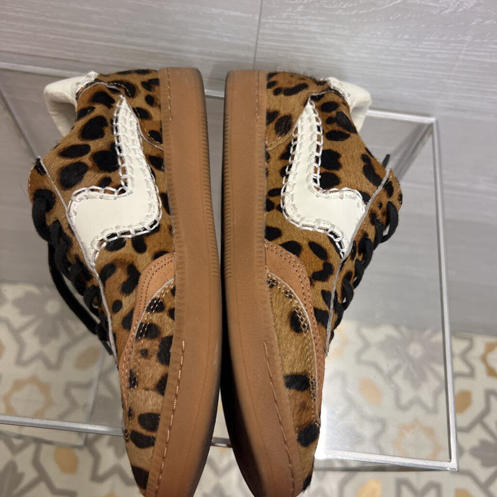 Dolce Vita Brown/ Black Leopard Calf Hair Notice Stitch Sneakers 7