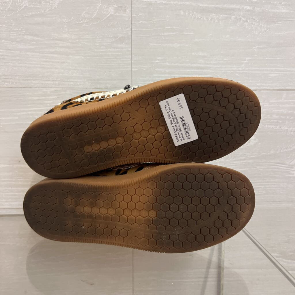 Dolce Vita Brown/ Black Leopard Calf Hair Notice Stitch Sneakers 7