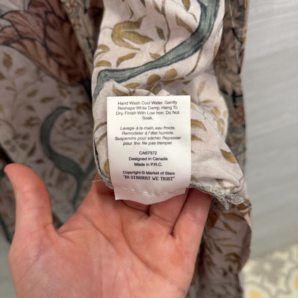 Market of Stars Blush Pink/ Multi Print Long Sleeve Tie Waist Open Front Duster One Size