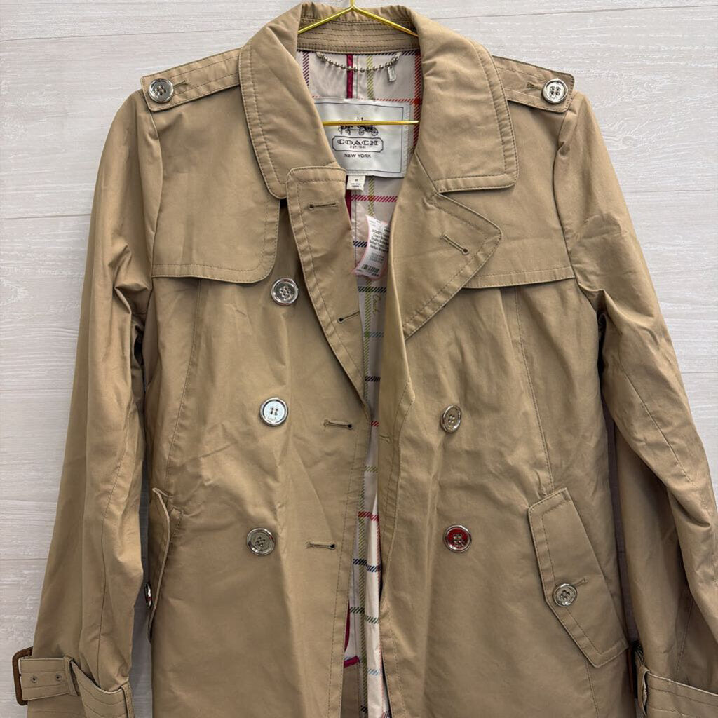 Coach Brown Double Breasted Belted Trench Coat Medium