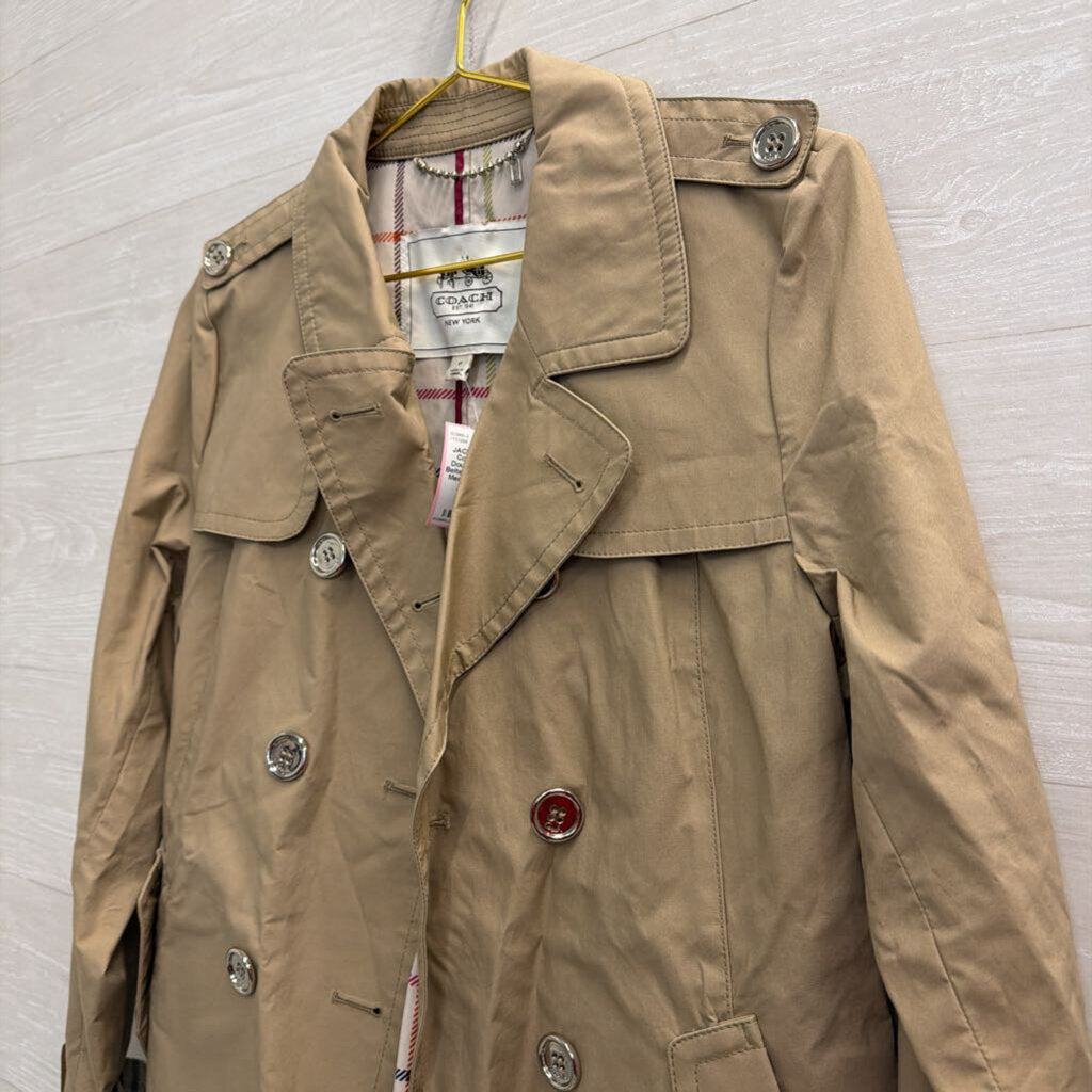 Coach Brown Double Breasted Belted Trench Coat Medium