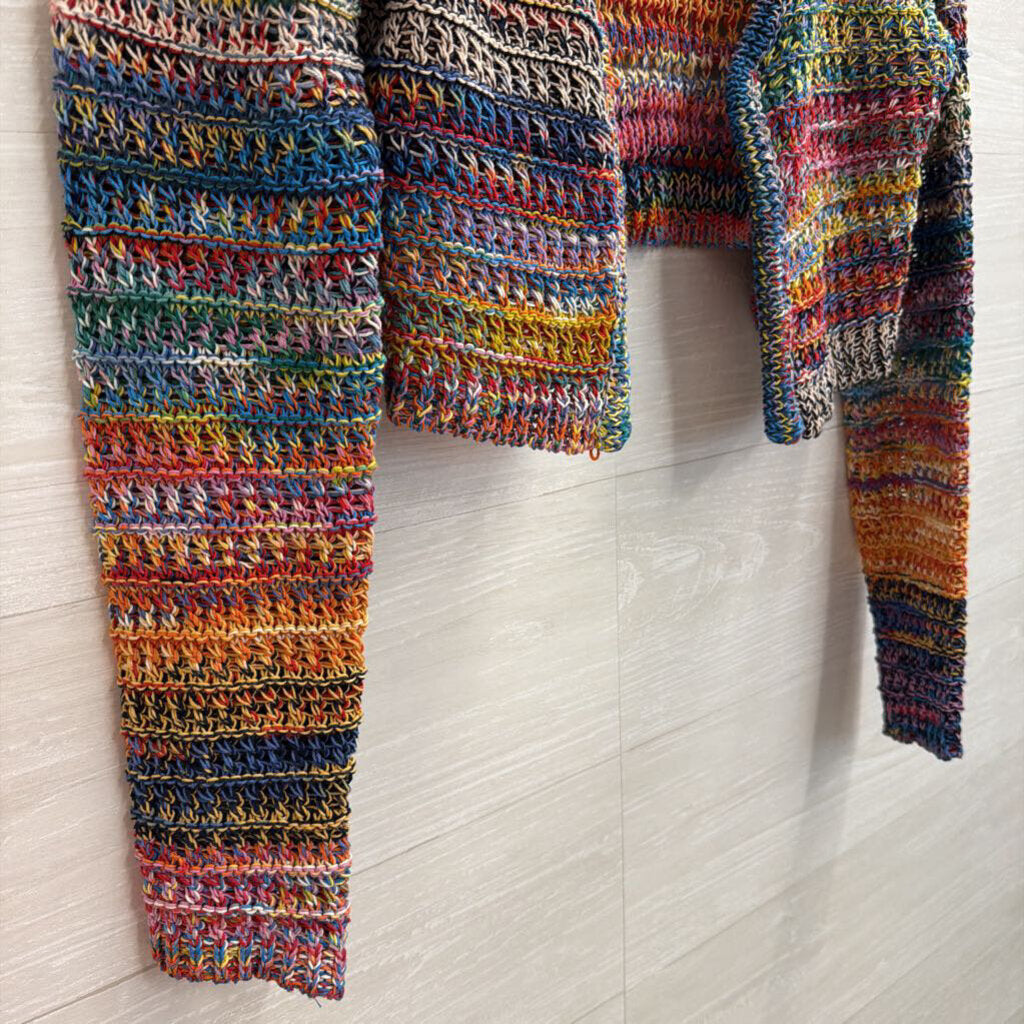 Line Multi Color Striped Knit Cropped Cardigan Sweater Extra Small