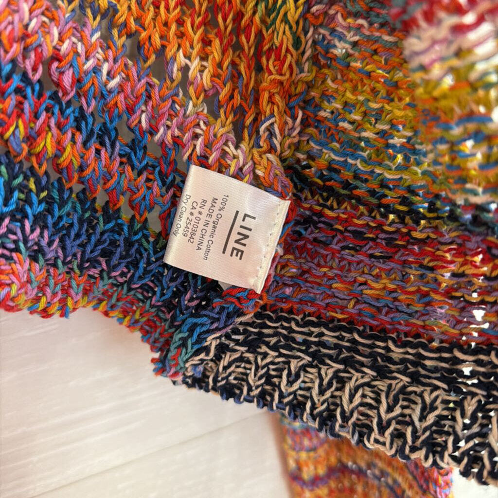 Line Multi Color Striped Knit Cropped Cardigan Sweater Extra Small