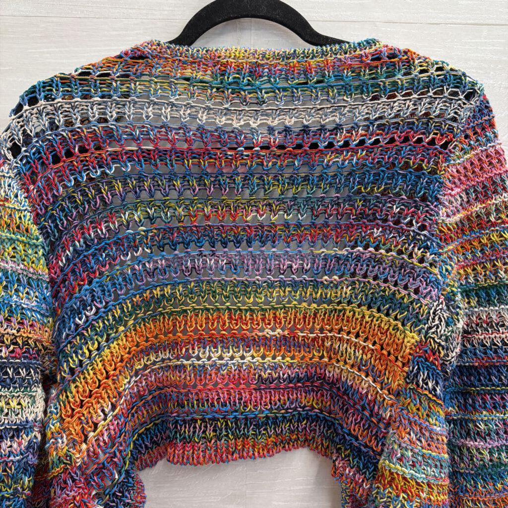 Line Multi Color Striped Knit Cropped Cardigan Sweater Extra Small
