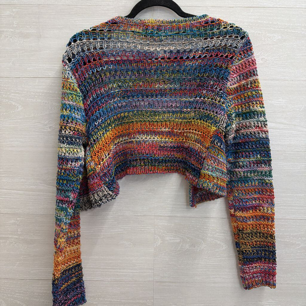 Line Multi Color Striped Knit Cropped Cardigan Sweater Extra Small