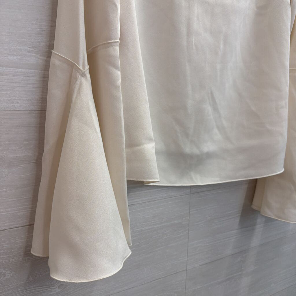 Anthropologie White Long Bell Sleeve Top Medium