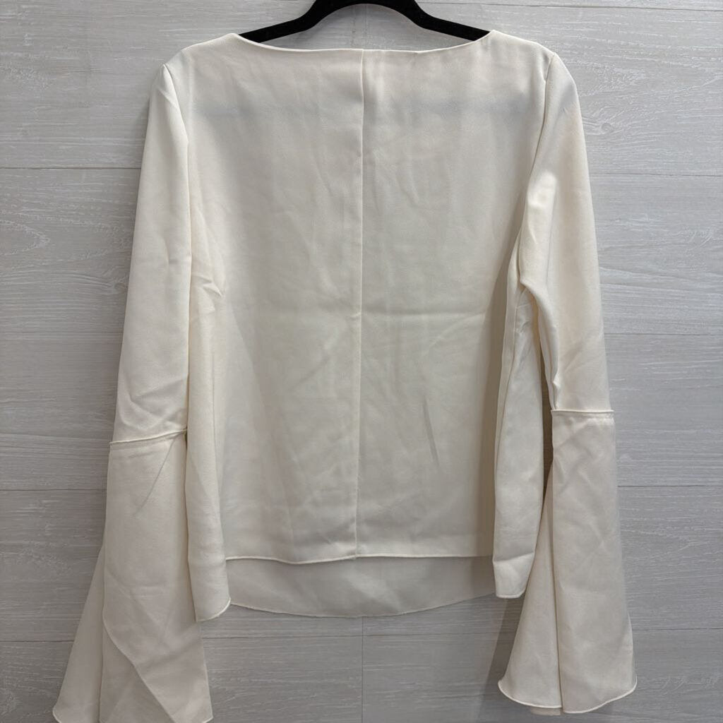 Anthropologie White Long Bell Sleeve Top Medium