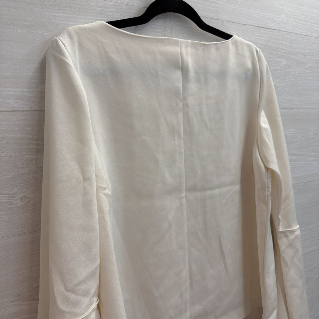 Anthropologie White Long Bell Sleeve Top Medium
