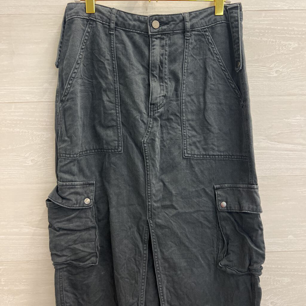 Chaser Grey Denim Cargo Maxi Skirt Small